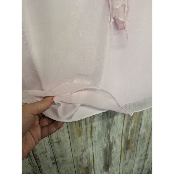 Vintage Y2K DressBarn Light Pink Ruffle Blouse Sheer Fairy Top Frilly Large - Picture 4 of 9